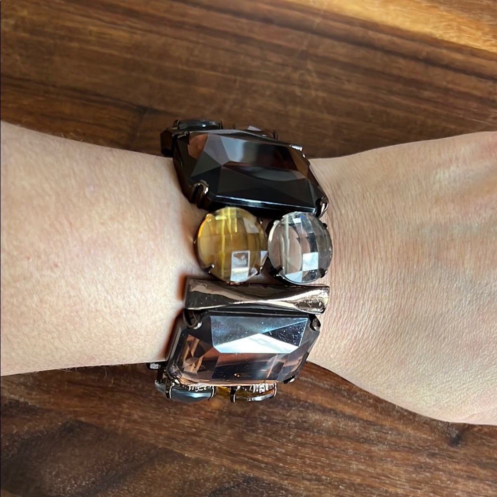 Elegant Smokey Brown Black Stretchy Bracelet
